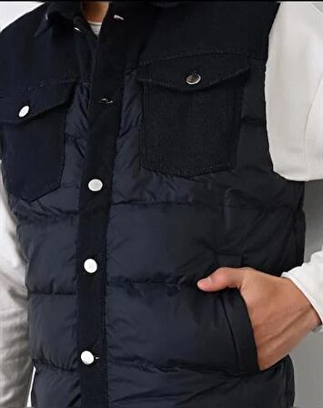 Yakalı Jean Parcalı Erken Şişme Yelek