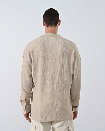 Gofre Kumas Erkek Oversize Gomlek