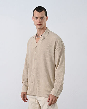 Gofre Kumas Erkek Oversize Gomlek