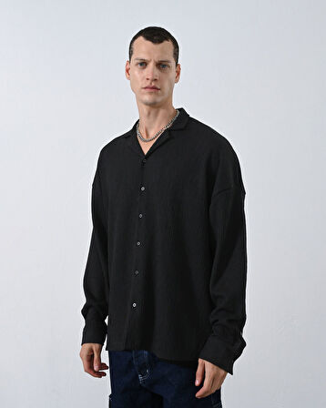 Gofre Kumas Erkek Oversize Gomlek