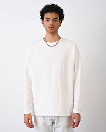 0 Yaka Oversize Basıc Sweat T-Shırt