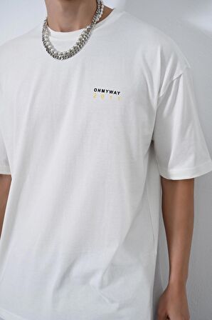 0 Yaka Ön Arka On My Way Sınce 2011 Baskı Oversize Erkek T-Shirt