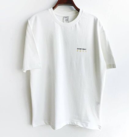 0 Yaka Ön Arka On My Way Sınce 2011 Baskı Oversize Erkek T-Shirt