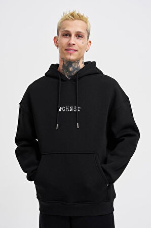 Kapüşonlu Godd And Evıl Baskı Oversize Erkek Sweatshirt