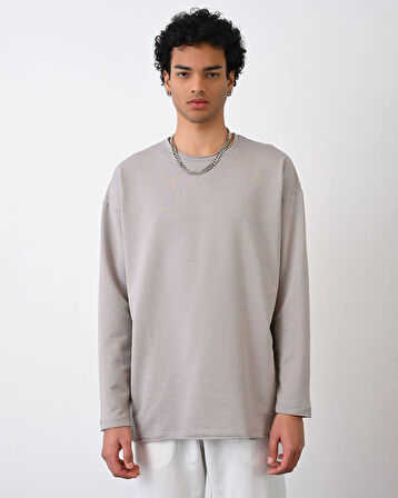 0 Yaka Oversize Basıc Sweat t-shirt