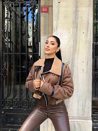 Çift Yüzlü Kısa Süet Kadın Deri Ceket