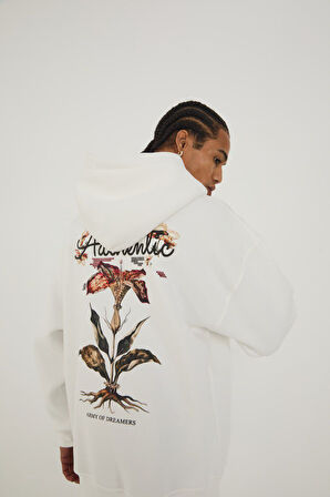 Kapüşonlu Authentic Baskı Oversize Erkek Sweatshirt