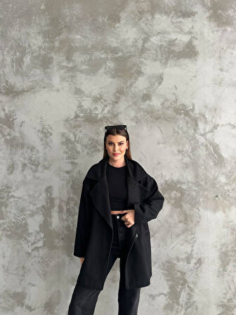 Kaşe Kumaş Düğmeli Kadın Blazer Ceket
