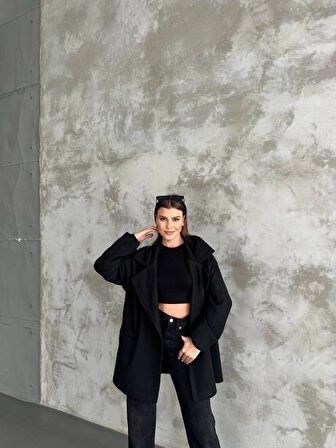 Kaşe Kumaş Düğmeli Kadın Blazer Ceket