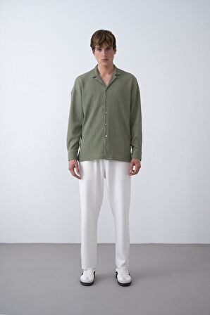 Gofre Kumas Erkek Oversize Gomlek