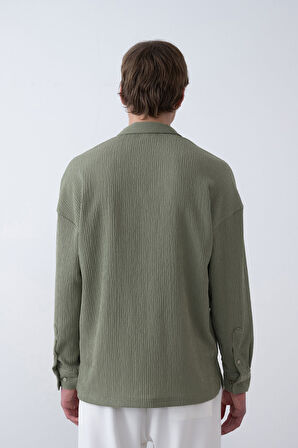 Gofre Kumas Erkek Oversize Gomlek