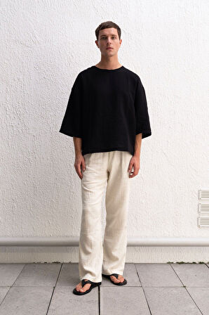 Fakir Kol Müslin Kumaş Erkek T-Shirt