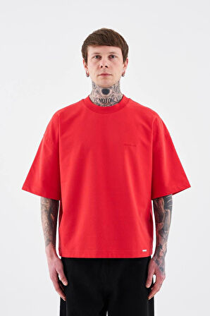 0 Yaka Boxy Basıc Erkek Oversize T-Shirt