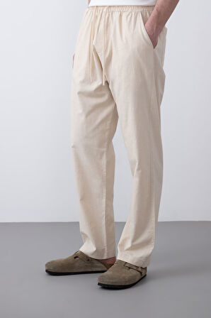 Beli Latikli Baggy Erkek Keten Pantolon