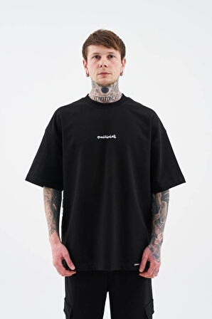 0 Yaka Rug Pattern Flock Prınted Tee Erkek Oversize T-Shirt