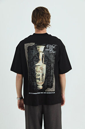 0 Yaka What We Cannot See Baskı Erkek Oversize T-Shirt