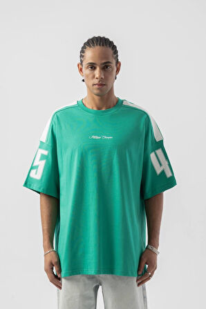 0 Yaka Miching Champion Baskı Erkek Oversize T-Shirt