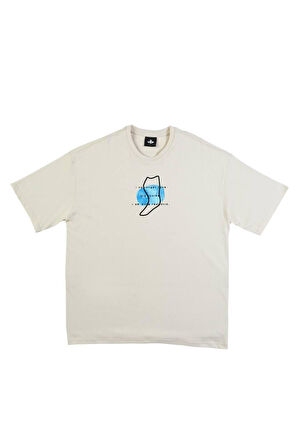 0 Yaka Sırtı Tribal Desen Nakışlı Erkek Oversize T-Shirt