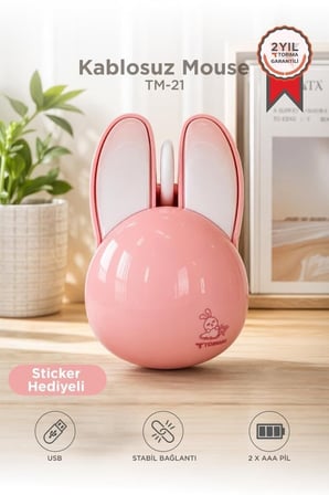 Tavşan Kulaklık Sessiz Mouse 1200 DPI TM21 Günlük Kullanım Bilgisayar Faresi Taşınabilir Fare