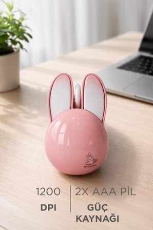 Tavşan Kulaklık Sessiz Mouse 1200 DPI TM21 Günlük Kullanım Bilgisayar Faresi Taşınabilir Fare
