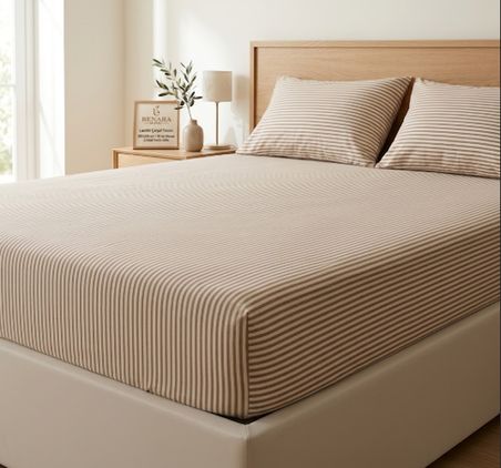 Belara Çift Kişilik Lastikli Çarşaf Takımı Açık Kahverengi 200x220 cm 30 cm Havuzlu