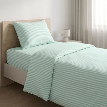 BELARA Su Yeşili Lastikli Tek Kişilik Çarşaf Takımı Yastık Kılıflı 100x200 cm