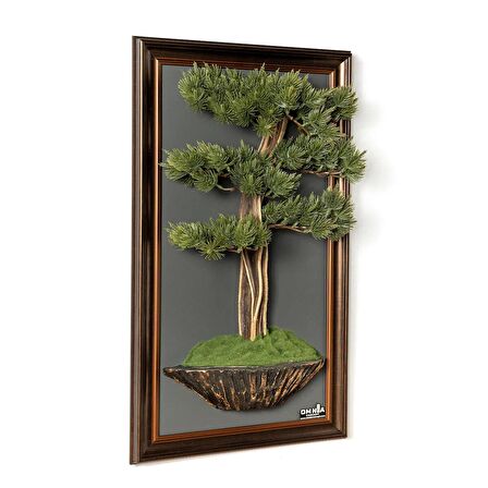 Bonsai Tablaeu - 4 - Mdf Plaka Üzerinde Çerçeveli 3 Boyutlu Yapay Ağaç Tablosu 33x60 Cm