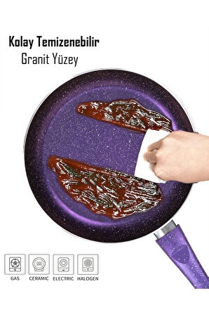 Granit Mor 3'lü Tava Seti 20 Cm / 24 Cm/ 28 Cm