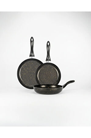 Granit Siyah 3'lü Tava Seti 20 Cm / 24 Cm/ 28 Cm