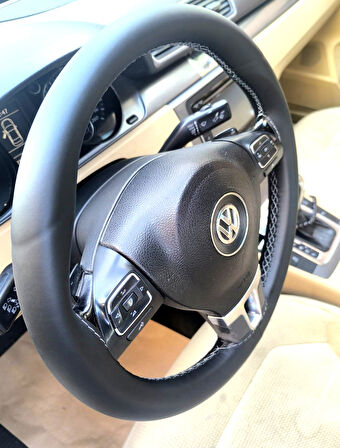 DİKİŞLİ DİREKSİYON KILIFI SOFT DÜZ YÜZEYLİ DERİ GRİ DİKİŞLİ VW PASSAT İÇİN