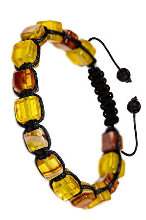 Üretici Sertifikalı Küp Kesim Sarı Kırmızı Doğal Damla Kehribar Bileklik (UKRAYNA)