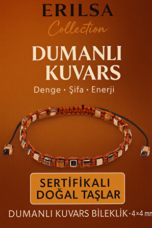 Sertifikalı Doğal Terahertz - Dumanlı Kuvars Taşı Bileklik 4x4 mm - Denge ve Arınma Taşı