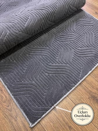 Düz Antrasit Gri Yıkanabilir Kaymaz Taban Kesme Yolluk Salon Oturma Odası Mutfak Halı
