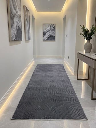 Düz Antrasit Gri Yıkanabilir Kaymaz Taban Kesme Yolluk Salon Oturma Odası Mutfak Halı