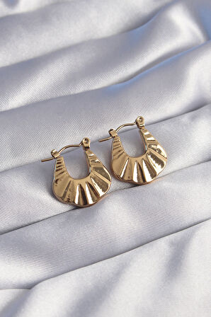 316L Çelik Gold Renk Kabartmalı Görünüm Küpe - TJ-BKP9055