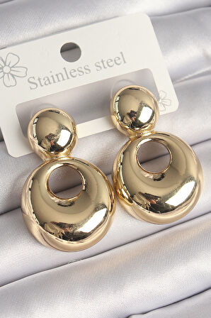 Pirinç Gold Renk Bomba Halka Model Kadın Küpe - TJ-BKP10254