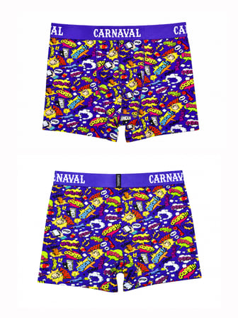 Çizgi Roman Desenli Erkek Boxer Pamuklu Likralı Parlak Lastikli Kutulu Çok Renkli