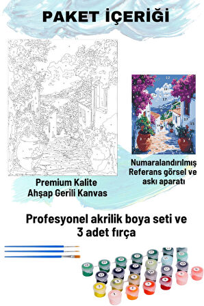 Sayılarla Boyama Seti Numaralı Tuval Fırça Boya 40x50 Cm - BODRUM SOKAĞI