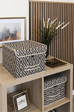Çok Amaçlı Kapaklı Kutu, Dolap Raf Düzenleyici, Dekoratif Saklama Kutusu 30X30X23 cm