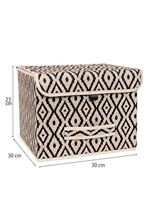 Çok Amaçlı Kapaklı Kutu, Dolap Raf Düzenleyici, Dekoratif Saklama Kutusu 30X30X23 cm