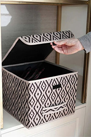 (3 adet)Çok Amaçlı Kapaklı Kutu, Dolap Raf Düzenleyici, Dekoratif Saklama Kutusu 30X30X23 cm