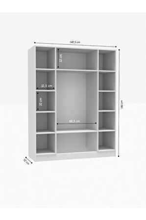 BOHEM 4 KAPAK 2 ÇEKMECE AYNALI GARDIROP MDF KAPAK