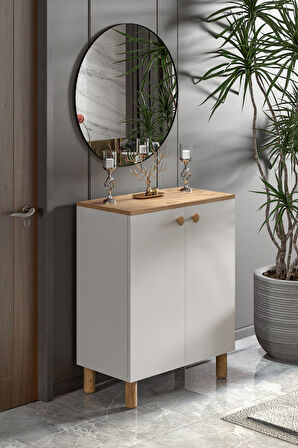 Bohem 2 Kapaklı 3 Raflı Çok Amaçlı Ayakkabılık, Erzak Dolabı - 2 / Kahverengi Kahverengi