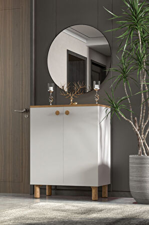 Bohem 2 Kapaklı 3 Raflı Çok Amaçlı Ayakkabılık, Erzak Dolabı - 2 / Kahverengi Kahverengi