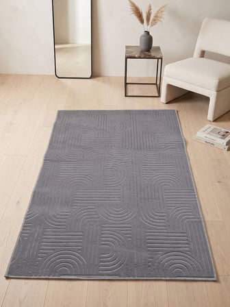 Bohem Gri Emboss Premium Seri Kaymaz Taban Jel Taban Halı Yolluk Antre Hol Salon Mutfak Halısı