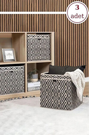 (3 ADET )Bohe Raf Düzenleyici Organizer Kutu, Saklama Kutusu, 30 x 30 x 30 cm