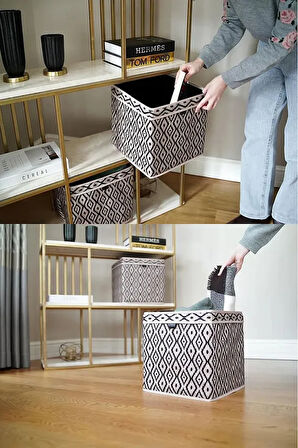 (3 ADET )Bohe Raf Düzenleyici Organizer Kutu, Saklama Kutusu, 30 x 30 x 30 cm