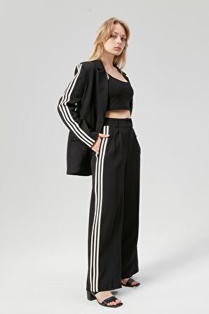 Kadın Şerit Detaylı Palazzo Pantolon