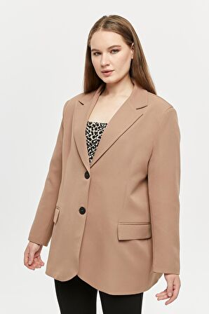 Kahverengi Oversize Dokuma Blazer Ceket