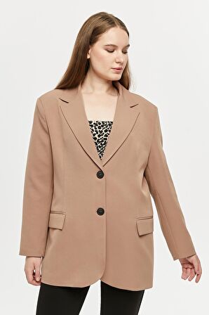 Kahverengi Oversize Dokuma Blazer Ceket